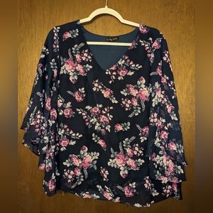 Lane Bryant Navy Floral shirt sz 14/16